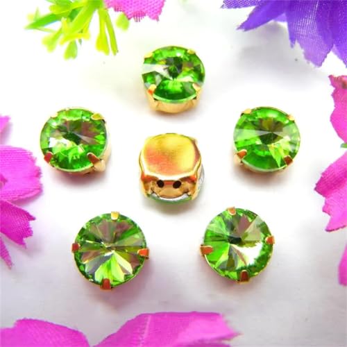 DUBTEDHOU Aufgenähte Strasskrallen, Kristalle in Krallenform Gold Claw Glas Kristall 7 Größen Farben Mix Rivoli Runde Form Nähen Auf Strass Perlen DIY Applikation(10mm 20pcs A7 Peridot) von DUBTEDHOU