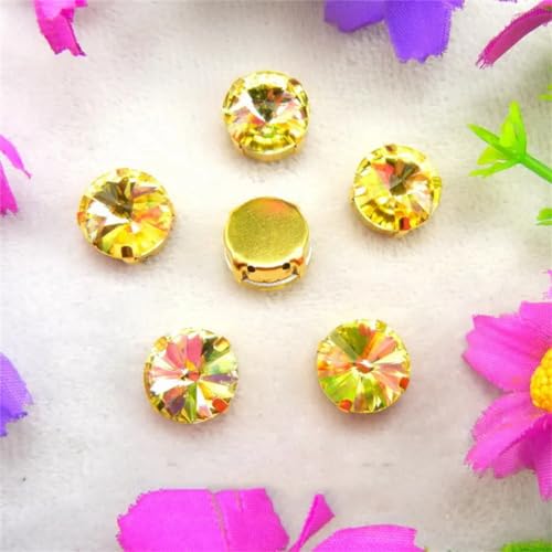 DUBTEDHOU Aufgenähte Strasskrallen, Kristalle in Krallenform Gold Claw Glas Kristall 7 Größen Farben Mix Rivoli Runde Form Nähen Auf Strass Perlen DIY Applikation(16mm 20pcs A12 Jonquil) von DUBTEDHOU