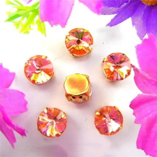 DUBTEDHOU Aufgenähte Strasskrallen, Kristalle in Krallenform Gold Claw Glas Kristall 7 Größen Farben Mix Rivoli Runde Form Nähen Auf Strass Perlen DIY Applikation(16mm 20pcs A24 Lt Peach) von DUBTEDHOU