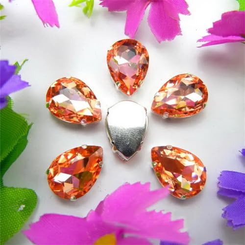 DUBTEDHOU Aufgenähte Strasskrallen, Kristalle in Krallenform Krallenfassung Bunte Kristalle Farben Gemischte Wassertropfen Aufnäher Strass Hochzeitskleid DIY Perlen(20x30mm 10pcs A21 Lt Peach) von DUBTEDHOU