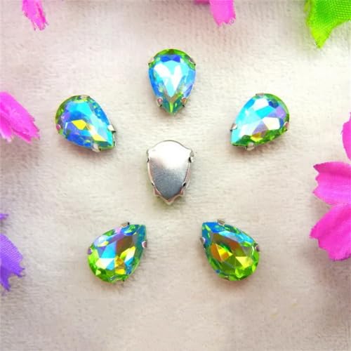 DUBTEDHOU Aufgenähte Strasskrallen, Kristalle in Krallenform Krallenfassung Bunte Kristalle Farben Gemischte Wassertropfen Aufnäher Strass Hochzeitskleid DIY Perlen(20x30mm 10pcs A29 Peridot AB) von DUBTEDHOU