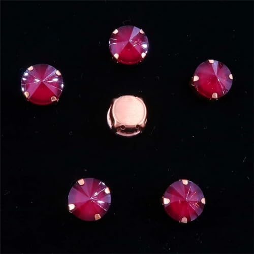 DUBTEDHOU Aufgenähte Strasskrallen, Kristalle in Krallenform Rivoli Strassperlen, rund, Gold, Jelly Candy, AB-Farbe, for Aufnähen(10mm 20pcs A19 Dark red) von DUBTEDHOU