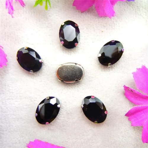 DUBTEDHOU Aufgenähte Strasskrallen, Kristalle in Krallenform Silber 7 Größen Farben Mix Oval Form Nähen Auf Strass Perlen DIY Trim(4x6mm 50pcs A2 Black) von DUBTEDHOU