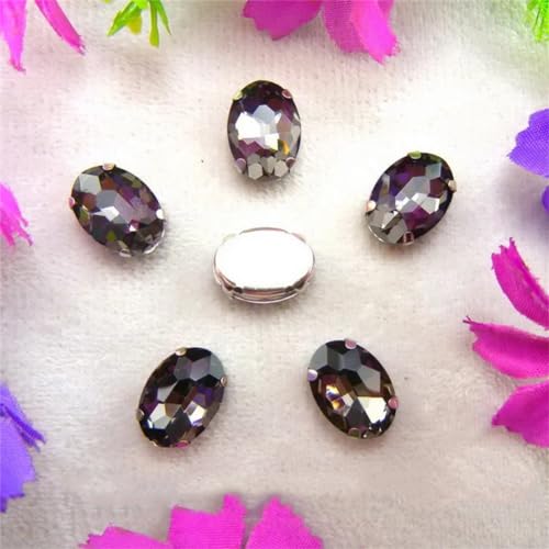 DUBTEDHOU Aufgenähte Strasskrallen, Kristalle in Krallenform Silber 7 Größen Farben Mix Oval Form Nähen Auf Strass Perlen DIY Trim(4x6mm 50pcs A5 Black Diamond) von DUBTEDHOU