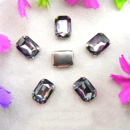 DUBTEDHOU Aufgenähte Strasskrallen, Kristalle in Krallenform Silber 7 Größen Farben Mix Rechteckige Form Aufnäher Strass Perlen(18x25mm 10pcs A16 Black Diamond) von DUBTEDHOU