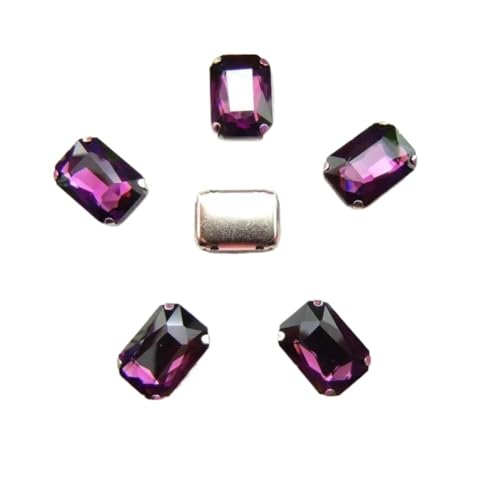 DUBTEDHOU Aufgenähte Strasskrallen, Kristalle in Krallenform Silber 7 Größen Farben Mix Rechteckige Form Aufnäher Strass Perlen(18x25mm 10pcs A3 Amethyst) von DUBTEDHOU