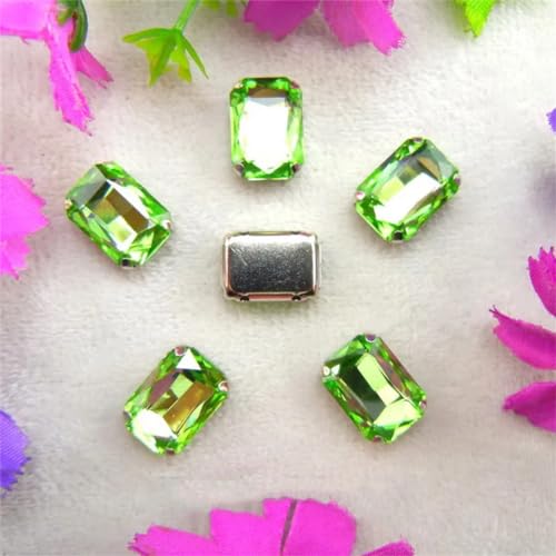 DUBTEDHOU Aufgenähte Strasskrallen, Kristalle in Krallenform Silber 7 Größen Farben Mix Rechteckige Form Aufnäher Strass Perlen(8x10mm 50pcs A14 Peridot) von DUBTEDHOU