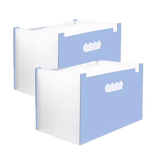 DUBTEDHOU Expandierbarer Aktenordner, Akkordeonordner, 2 Stück A4-Desktop-Organizer mit 25 Fächern, erweiterbarer Aktenhalter, tragbarer Schreibtisch-Aufbewahrungsordner, Box/a(Blue) von DUBTEDHOU