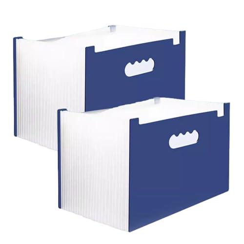 DUBTEDHOU Expandierbarer Aktenordner, Akkordeonordner, 2 Stück A4-Desktop-Organizer mit 25 Fächern, erweiterbarer Aktenhalter, tragbarer Schreibtisch-Aufbewahrungsordner, Box/a(K Blue) von DUBTEDHOU