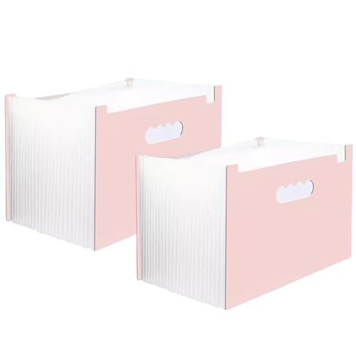 DUBTEDHOU Expandierbarer Aktenordner, Akkordeonordner, 2 Stück A4-Desktop-Organizer mit 25 Fächern, erweiterbarer Aktenhalter, tragbarer Schreibtisch-Aufbewahrungsordner, Box/a(Pink) von DUBTEDHOU