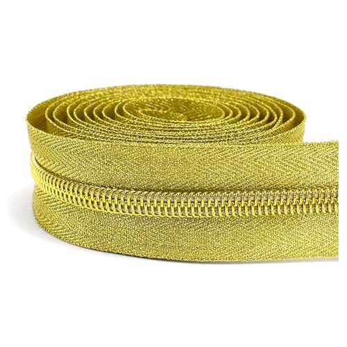 DUBTEDHOU Hochbelastbare Reißverschlüsse, Harz-Reißverschlus 5# Kunstharz-Reißverschlüsse, Nylon-Spiralreißverschluss for Nähen(Gold,4M) von DUBTEDHOU