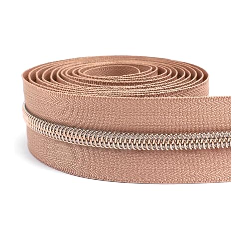 DUBTEDHOU Hochbelastbare Reißverschlüsse, Harz-Reißverschlus 5# Kunstharz-Reißverschlüsse, Nylon-Spiralreißverschluss for Nähen(Rose Gold,2M) von DUBTEDHOU