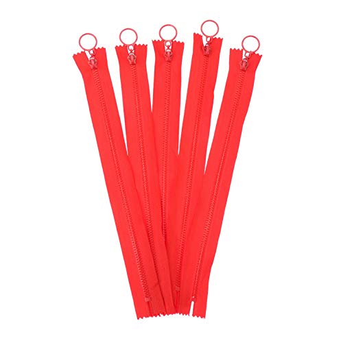 DUBTEDHOU Hochbelastbare Reißverschlüsse, Harz-Reißverschlus 5 Stück/Packung 25 cm Harz-Reißverschluss, Bunte Reißverschlüsse, runder Ring-Reißverschluss(Red) von DUBTEDHOU