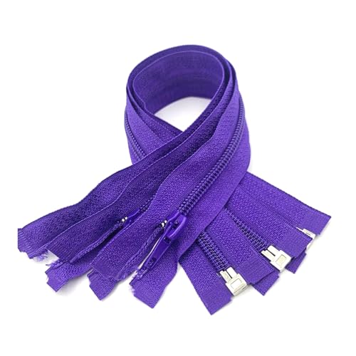 DUBTEDHOU Hochbelastbare Reißverschlüsse, Harz-Reißverschlus Spulenreißverschlüsse aus Harz, 30–70 cm, 5# Nylon-Reißverschluss(Dark Purple,20Pcs 50Cm) von DUBTEDHOU