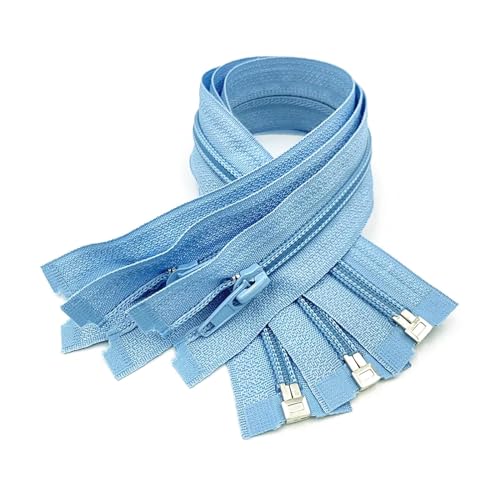 DUBTEDHOU Hochbelastbare Reißverschlüsse, Harz-Reißverschlus Spulenreißverschlüsse aus Harz, 30–70 cm, 5# Nylon-Reißverschluss(Light Blue,40Pcs 30Cm) von DUBTEDHOU