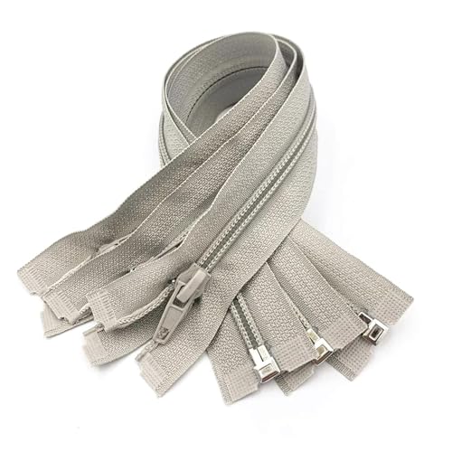 DUBTEDHOU Hochbelastbare Reißverschlüsse, Harz-Reißverschlus Spulenreißverschlüsse aus Harz, 30–70 cm, 5# Nylon-Reißverschluss(Light Grey,20Pcs 30Cm) von DUBTEDHOU