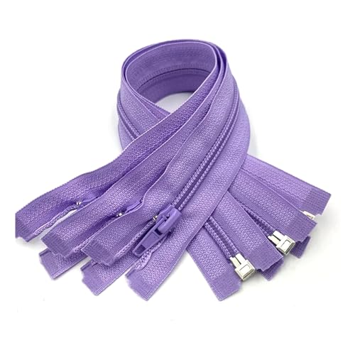 DUBTEDHOU Hochbelastbare Reißverschlüsse, Harz-Reißverschlus Spulenreißverschlüsse aus Harz, 30–70 cm, 5# Nylon-Reißverschluss(Light Purple,20Pcs 50Cm) von DUBTEDHOU