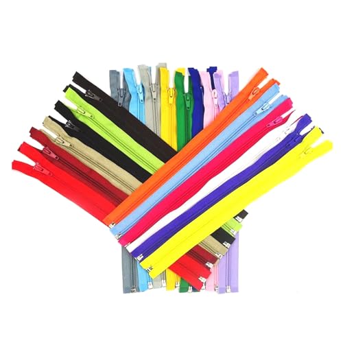 DUBTEDHOU Hochbelastbare Reißverschlüsse, Harz-Reißverschlus Spulenreißverschlüsse aus Harz, 30–70 cm, 5# Nylon-Reißverschluss(Mix,20Pcs 30Cm) von DUBTEDHOU