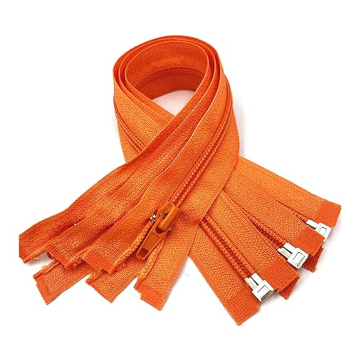 DUBTEDHOU Hochbelastbare Reißverschlüsse, Harz-Reißverschlus Spulenreißverschlüsse aus Harz, 30–70 cm, 5# Nylon-Reißverschluss(Orange,40Pcs 50Cm) von DUBTEDHOU