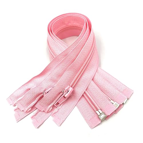 DUBTEDHOU Hochbelastbare Reißverschlüsse, Harz-Reißverschlus Spulenreißverschlüsse aus Harz, 30–70 cm, 5# Nylon-Reißverschluss(Pink,40Pcs 50Cm) von DUBTEDHOU