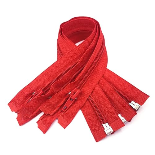 DUBTEDHOU Hochbelastbare Reißverschlüsse, Harz-Reißverschlus Spulenreißverschlüsse aus Harz, 30–70 cm, 5# Nylon-Reißverschluss(Red,40Pcs 50Cm) von DUBTEDHOU