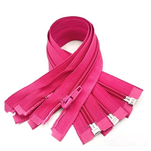 DUBTEDHOU Hochbelastbare Reißverschlüsse, Harz-Reißverschlus Spulenreißverschlüsse aus Harz, 30–70 cm, 5# Nylon-Reißverschluss(Rose Red,20Pcs 30Cm) von DUBTEDHOU