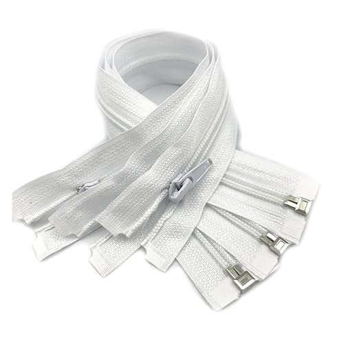 DUBTEDHOU Hochbelastbare Reißverschlüsse, Harz-Reißverschlus Spulenreißverschlüsse aus Harz, 30–70 cm, 5# Nylon-Reißverschluss(White,20Pcs 30Cm) von DUBTEDHOU