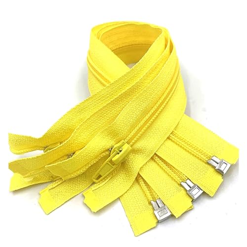 DUBTEDHOU Hochbelastbare Reißverschlüsse, Harz-Reißverschlus Spulenreißverschlüsse aus Harz, 30–70 cm, 5# Nylon-Reißverschluss(Yellow,20Pcs 40Cm) von DUBTEDHOU