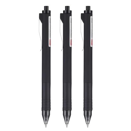 DUBTEDHOU Metall-Kugelschreiber, Jotter-Kugelschreiber, 3 Stück Kugelschreiber, 0,5 mm, Tintenroller, Push-Action, Neutralstift, Gummigriff, schwarze Tinte, Gel-Tintenstifte, glattes Schreiben von DUBTEDHOU