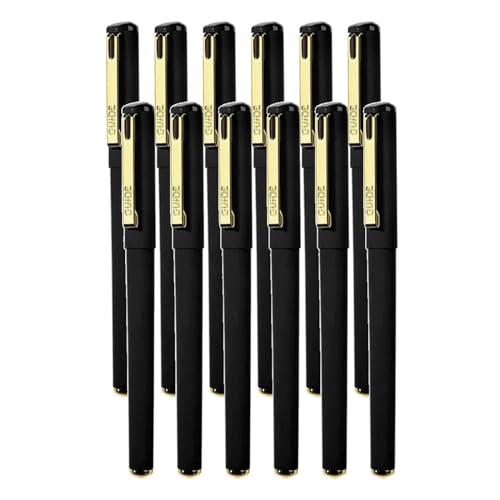 DUBTEDHOU Metall-Kugelschreiber, Jotter-Kugelschreiber, Kugelschreiber, 0,9 mm verdickte Metallspitze, Tintenroller, schwarze Tinte, Gel-Tintenstifte(12pcs) von DUBTEDHOU