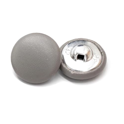 DUBTEDHOU Nähte Knöpfe, Flache Rücken Harzknöpfe, 10 Stück lederbezogene Knöpfe mit dekorativen Ösenknöpfen(Grey,20mm) von DUBTEDHOU