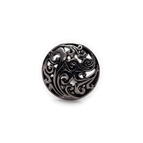 DUBTEDHOU Nähte Knöpfe, Flache Rücken Harzknöpfe, 5 Stück runde Knöpfe, Hohle Metallknöpfe(Black,12.5mm) von DUBTEDHOU