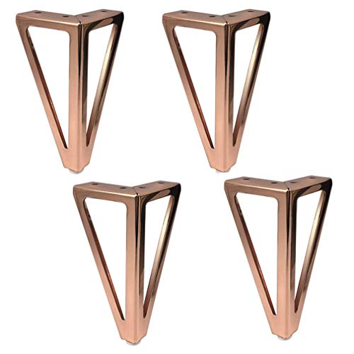 DUBTEDHOU einstellbare Metall-Faltflächen, 6"/15cm Ersatz-Möbelbeine, 4 Stück Dreieck-Sofafüße, Möbelfüße, Eisen-DIY-Tischbeine, Schrankfüße(Rose Gold) von DUBTEDHOU