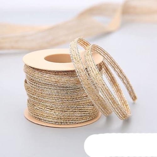 Geschenkverpackung Polyesterband, 10 m/Rolle Vintage Jute Sackleinen Sackleinenband mit Spitze Hochzeit Party Weihnachtsdekoration DIY Handwerk Geschenkbänder Verpackung Verpackung(Khaki) von DUBTEDHOU