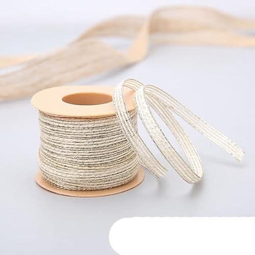 Geschenkverpackung Polyesterband, 10 m/Rolle Vintage Jute Sackleinen Sackleinenband mit Spitze Hochzeit Party Weihnachtsdekoration DIY Handwerk Geschenkbänder Verpackung Verpackung(White) von DUBTEDHOU