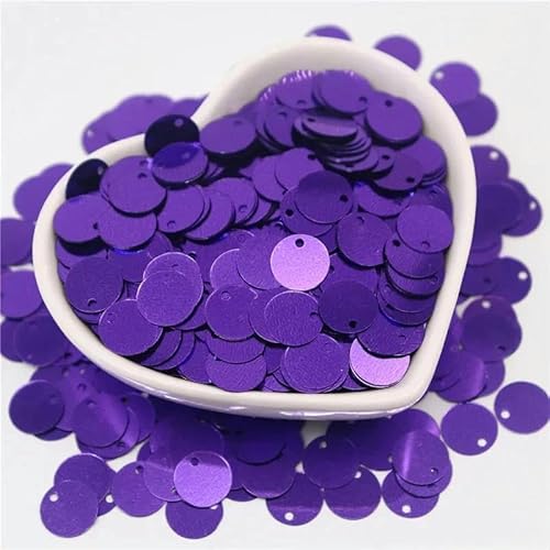 Pailletten zum Nähen,Lose Pailletten, 10/15/20/25/30mm mit Seitenloch PVC Flache Runde Lose Pailletten Nähen Handwerk DIY Scrapbooking Anhänger(Purple,10mm20gram) von DUBTEDHOU