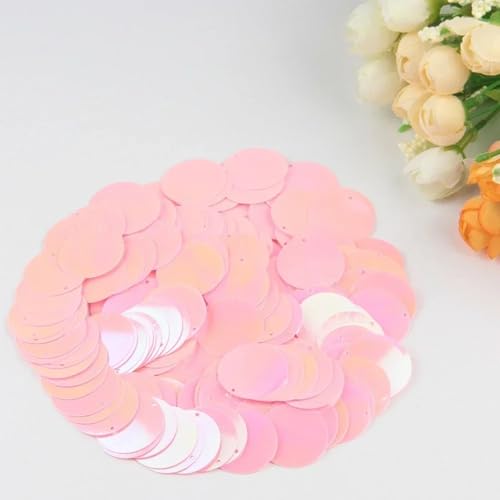 Pailletten zum Nähen,Lose Pailletten, 3 mm – 30 mm rosa Pailletten, flach, rund, lose Pailletten for Bastelarbeiten, Nähen, Dekoration, DIY-Zubehör(25mm ab pink) von DUBTEDHOU