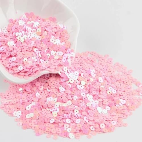 Pailletten zum Nähen,Lose Pailletten, 3 mm – 30 mm rosa Pailletten, flach, rund, lose Pailletten for Bastelarbeiten, Nähen, Dekoration, DIY-Zubehör(4mm ab pink) von DUBTEDHOU