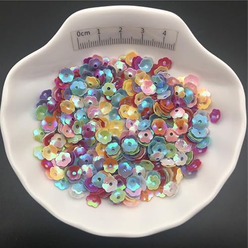 Pailletten zum Nähen,Lose Pailletten, 30 g/Los 6 mm Tasse Pflaumenblüten-lose Pailletten for Nähen von Schuhen, Hüten, DIY-Bastelzubehör(AB Mix,6mm 150g) von DUBTEDHOU