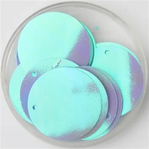 Pailletten zum Nähen,Lose Pailletten, 30 mm Pailletten for Basteln, große runde Pailletten mit 1 Seitenloch, DIY-Nähzubehör(AB Light Blue) von DUBTEDHOU