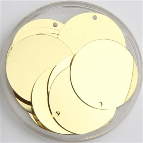 Pailletten zum Nähen,Lose Pailletten, 30 mm Pailletten for Basteln, große runde Pailletten mit 1 Seitenloch, DIY-Nähzubehör(Light Gold) von DUBTEDHOU