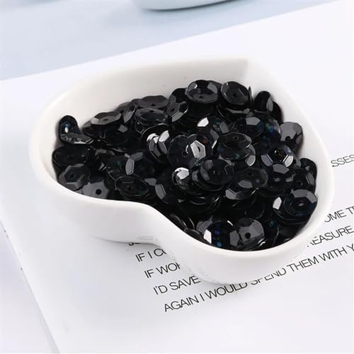 Pailletten zum Nähen,Lose Pailletten, 360 teile/los 8mm Tasse Pailletten Farbe Runde Lose Pailletten s Geeignet for Nähen Hochzeit Handwerk Frauen Kleidungsstücke Zubehör(Black) von DUBTEDHOU