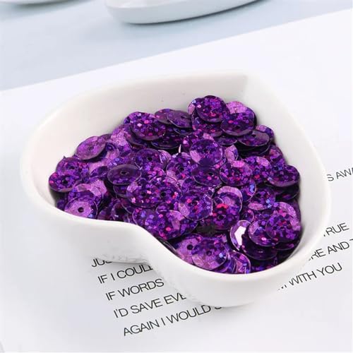 Pailletten zum Nähen,Lose Pailletten, 360 teile/los 8mm Tasse Pailletten Farbe Runde Lose Pailletten s Geeignet for Nähen Hochzeit Handwerk Frauen Kleidungsstücke Zubehör(Dark Purple) von DUBTEDHOU