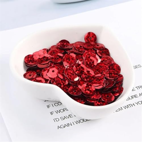 Pailletten zum Nähen,Lose Pailletten, 360 teile/los 8mm Tasse Pailletten Farbe Runde Lose Pailletten s Geeignet for Nähen Hochzeit Handwerk Frauen Kleidungsstücke Zubehör(Red) von DUBTEDHOU