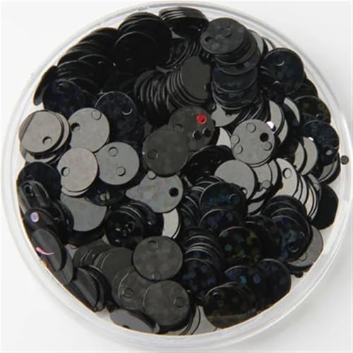 Pailletten zum Nähen,Lose Pailletten, 600 Stück 6 mm 8 mm Pailletten, geeignet for DIY-Nähzubehör for Basteln(Black,6mm 600Pcs) von DUBTEDHOU