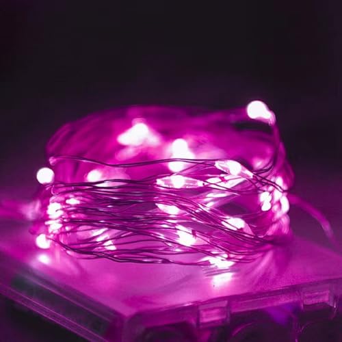 DUDONGA Lichterkette, batteriebetriebene Kupfer-Lichterkette, 10 LEDs, 1 m, Licht für Weihnachtsbaum, Schlafzimmer, Geschenke, Halloween-Dekorationen (Rosa) von DUDONGA