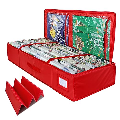 DUDSOEHO Geschenkpapier Aufbewahrung - 80.5x34x14cm Strapazierfähiges organizer für geschenkpapier für Geschenkpapierrollen Aufbewahrungstasche - Rot von DUDSOEHO