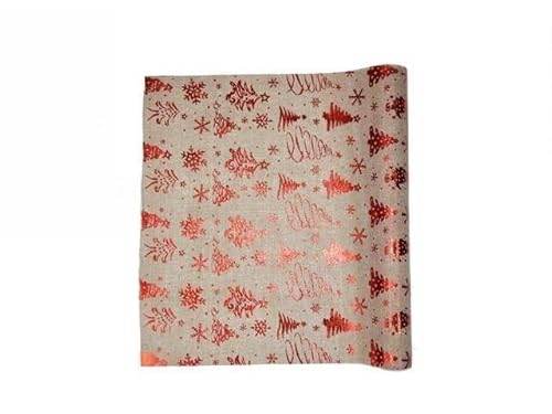 DUE ESSE CHRISTMAS SRL Rolle Jute 48 x 270 cm Rotes Dekor $$, Siehe Foto, Taglia unica von DUE ESSE CHRISTMAS SRL