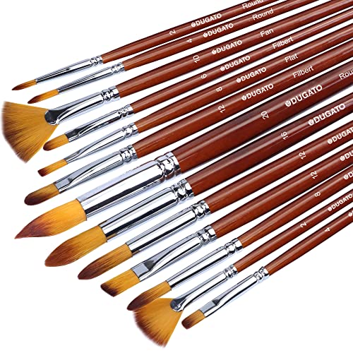 DUGATO Künstler-Pinsel-Set, 13-teilig, langer Griff, Öl-Acryl-Pinsel, Aquarell-Pinsel-Set für Körper, Gesicht, Stein, Leinwand, Zeichnen, Kunsthandwerk von DUGATO