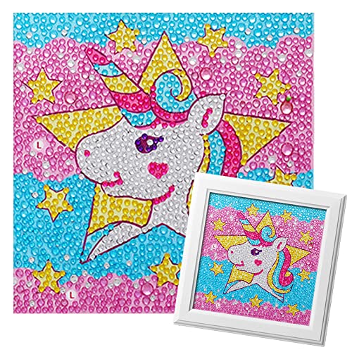 DUGEGAYL Diamond Painting Sets für Kinder, Diamant Kunst Malerei Kits für Kinder, Einhorn Diamond Pasted Painting, Diamond Painting Craft Verzierungen für Zuhause Restaurant Dekor (15x15CM) von DUGEGAYL